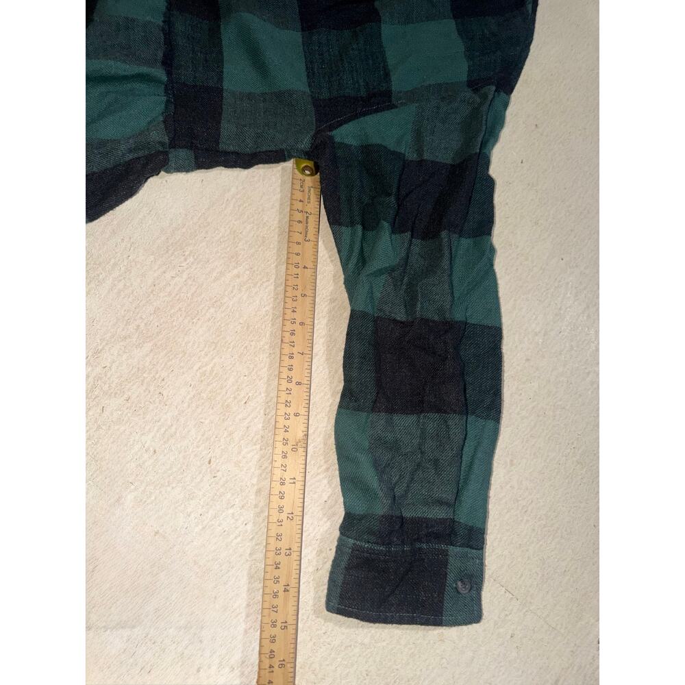 American Eagle women’s black & green plaid oversized babydoll flannel - Picture 7 of 9